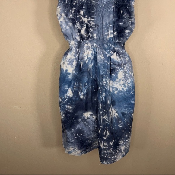 XS BLUE TIE DYE SLEEVELESS DRESS WOMENS SQUARE NECKLINE - Picture 8 of 10